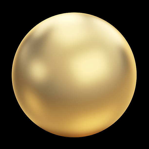Golden sphere on black isolated with clipping pat